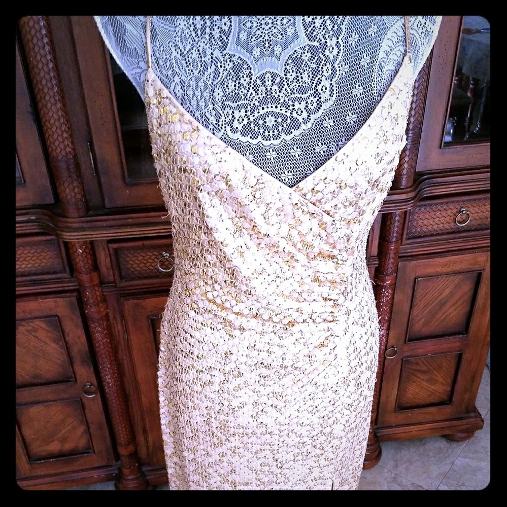 Euc Cache' Golden Sequins Gown - image 2